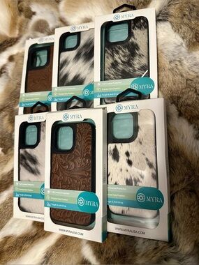 Myra Bag Tooled Leather or cowhide Phone Case (you pick!) Let me know the size